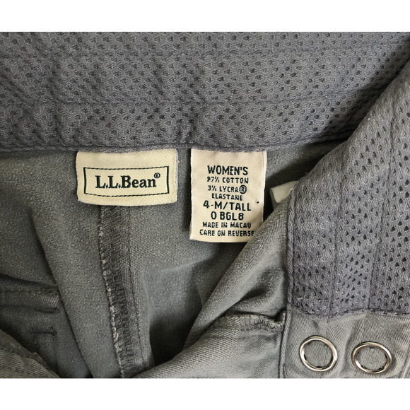 VTG LL BEAN Pants Women's Sz 4 Tall‎ Gray Cotton Mid Rise Snap Pockets Outdoor - Picture 3 of 12